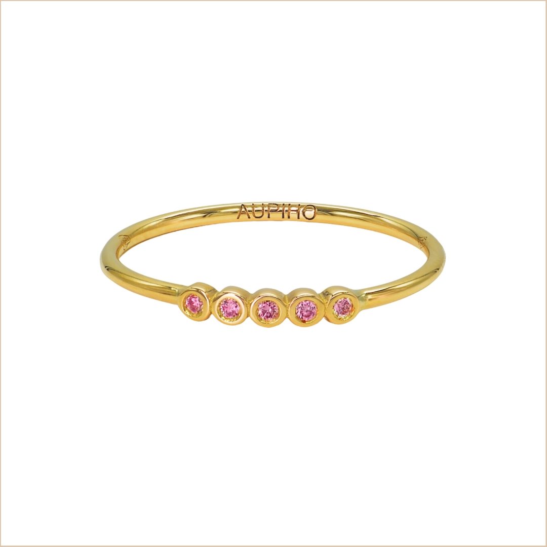 bague fine or et saphirs roses ines aupiho joaillerie