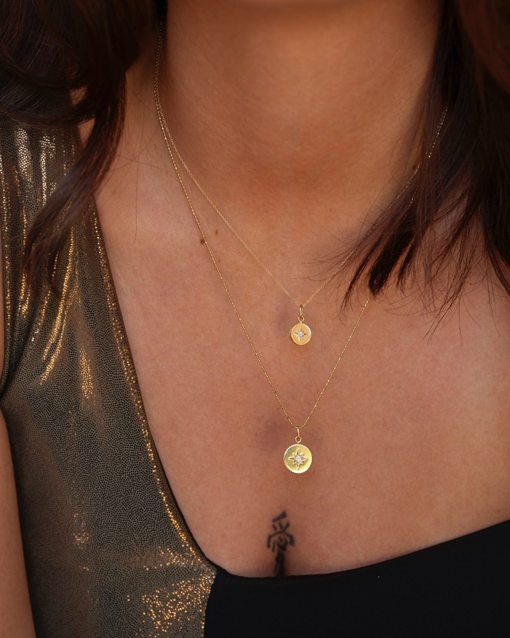 pendentif médaille étoile or jaune diamant blanc aupiho joaillerie pendentif médaille étoile or jaune diamant blanc aupiho joaillerie