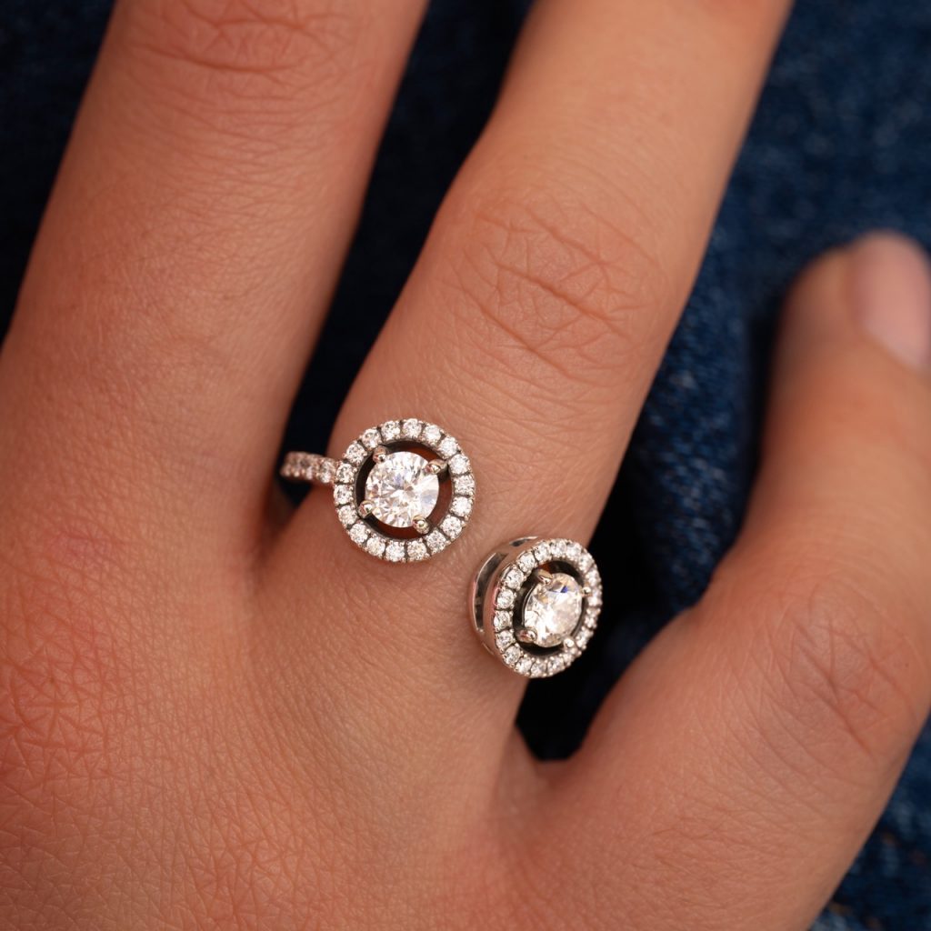 bague or blanc diamants blancs or 18 carats recyclé alliance aupiho joaillerie