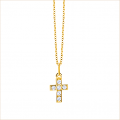 Nouveautés bijoux AUPIHO joaillerie collier croix diamants or jaune 18 carats recyclé aupiho joaillerie arles
