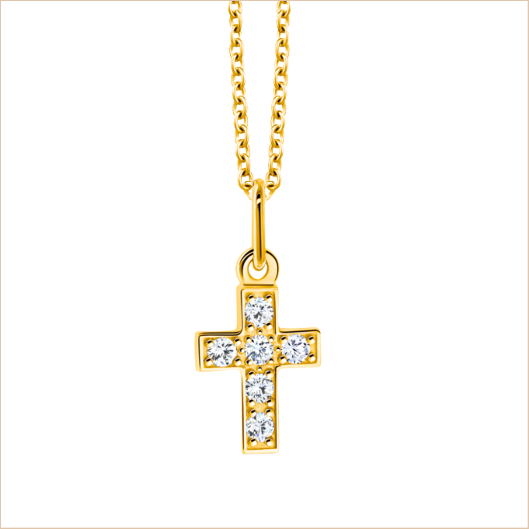 collier croix diamants or jaune 18 carats recyclé aupiho joaillerie arles