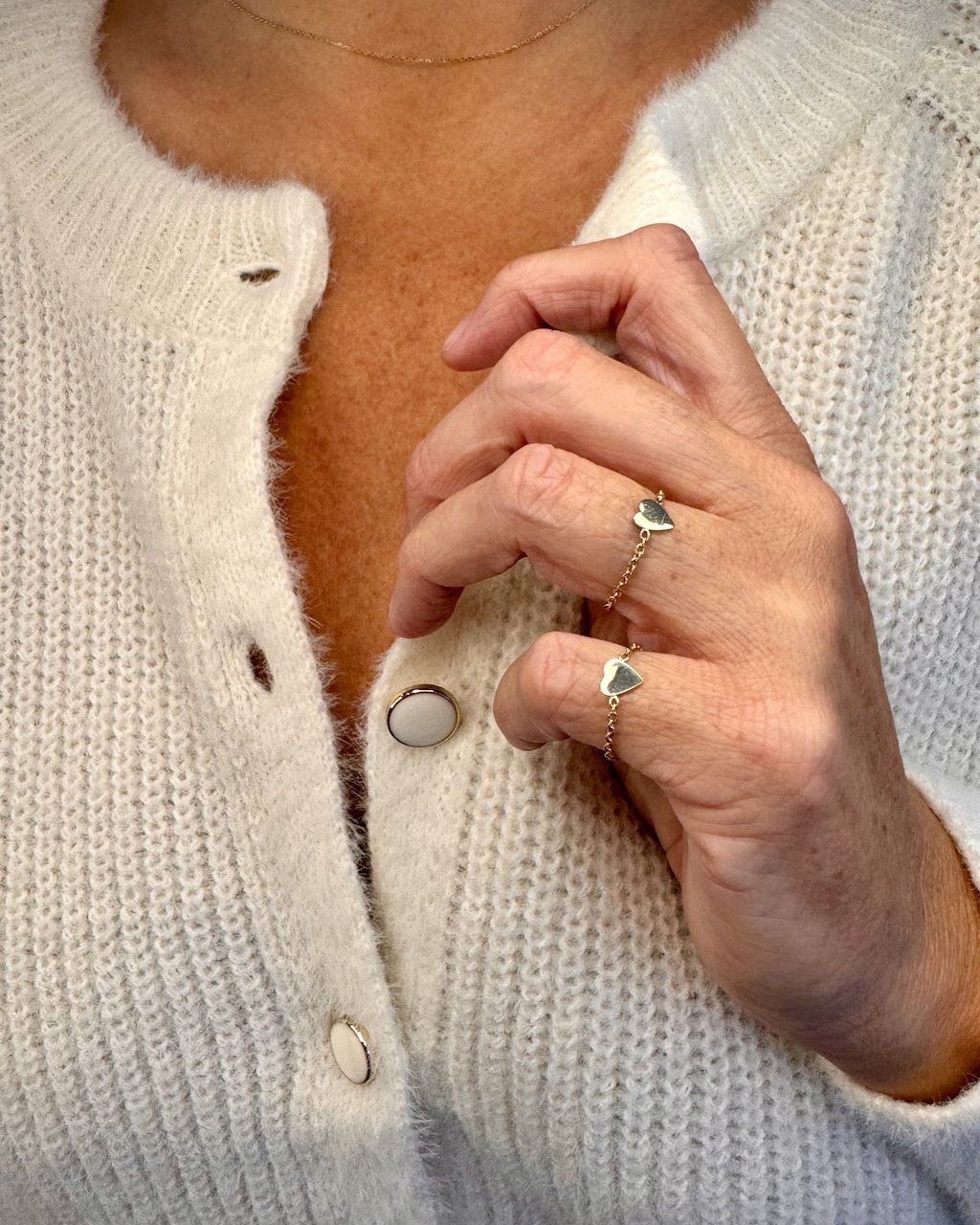 bague chaîne coeur or 18 carats aupiho joaillerie