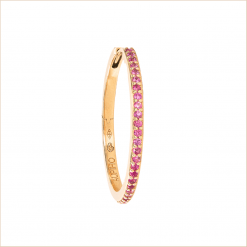 Nouveautés bijoux AUPIHO joaillerie créole saphirs roses or jaune 20 mm divine aupiho joaillerie