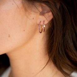 créole saphirs roses 20 mm divine or jaune aupiho joaillerie