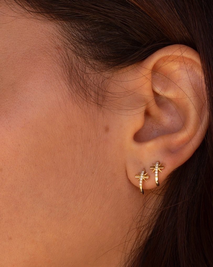 boucles d'oreille croix or et diamants étoile aupiho joaillerie