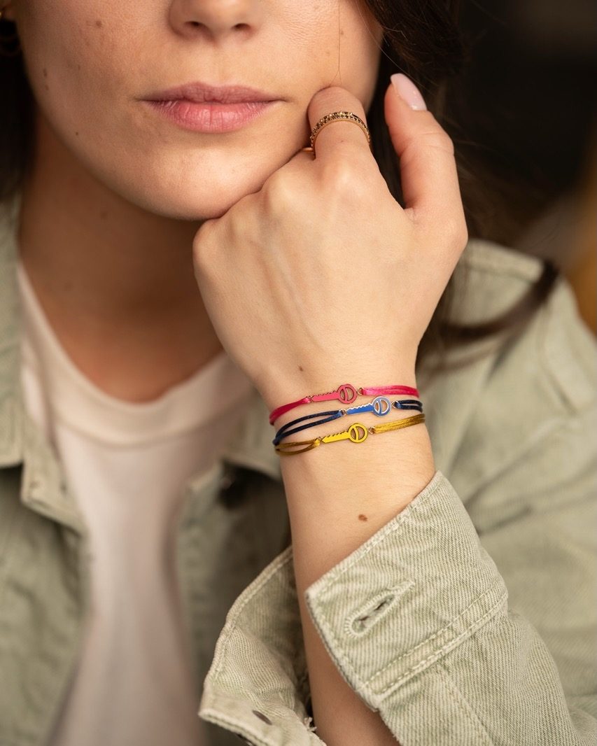 bracelet cordon clé laque or jaune colors aupiho joaillerie