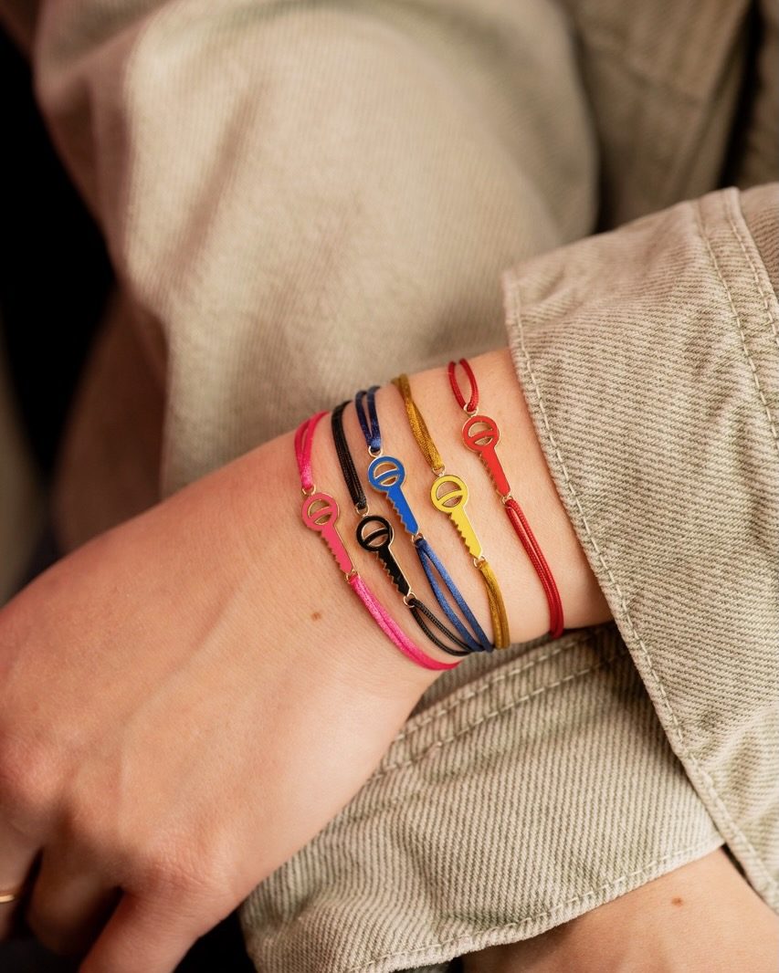 bracelet cordon clé laque or jaune colors aupiho joaillerie