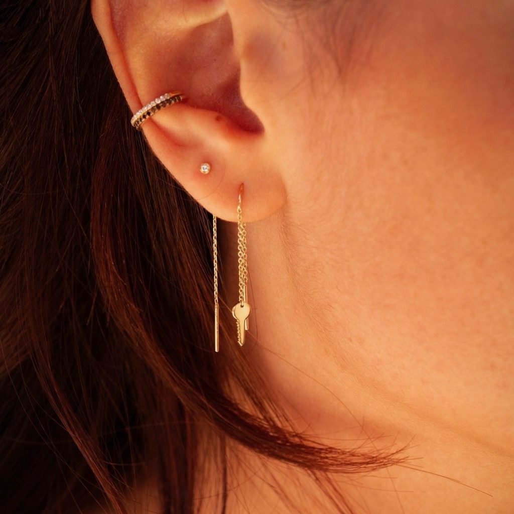 boucles d'oreilles pendantes chaîne aupiho joaillerie