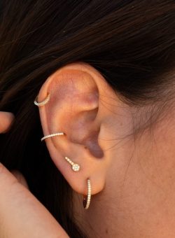 piercing or jaune et diamants blancs or recyclé 18 carats aupiho joaillerie